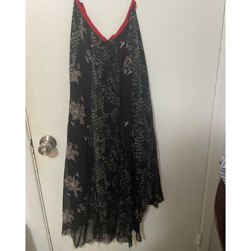 Free People Black and Red A-Line Skirt